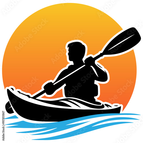 Kayaking Race Silhouette.