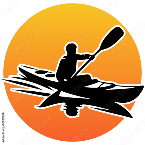 Kayaking Race Silhouette.