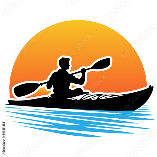 Kayaking Race Silhouette.