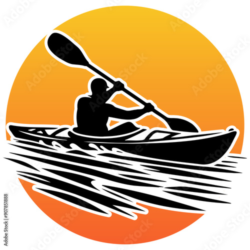 Kayaking Race Silhouette.