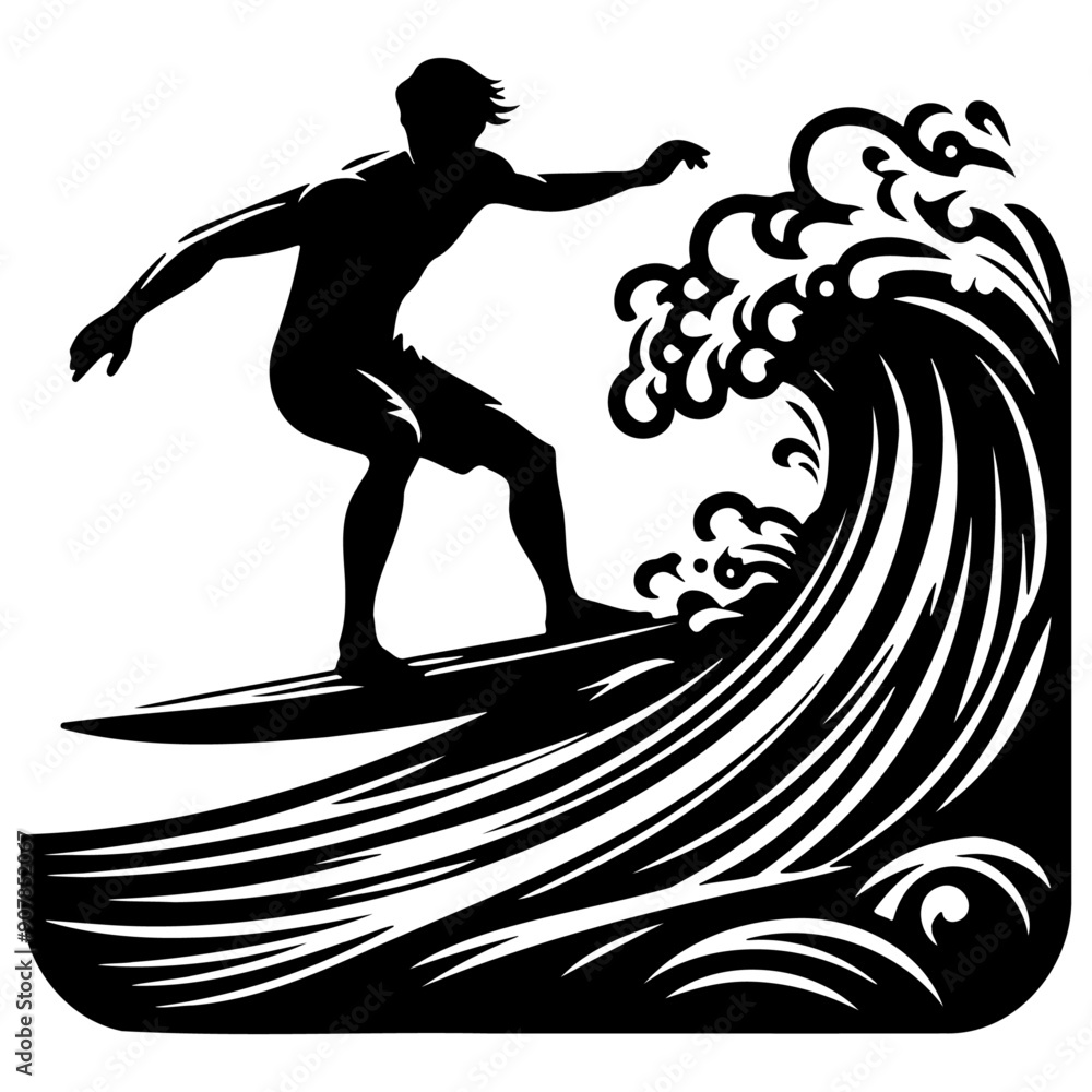 Man Surfing Silhouette. Man Surfing Silhouette.