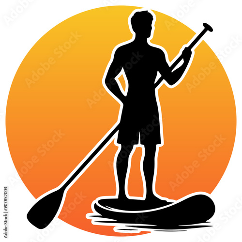 Paddle Boarding Silhouette.