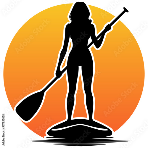 Paddle Boarding Silhouette.