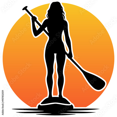 Paddle Boarding Silhouette.
