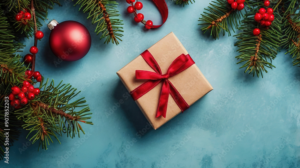 Christmas greeting card with Christmas tree and gifts Christmas greeting card with Christmas tree and gifts