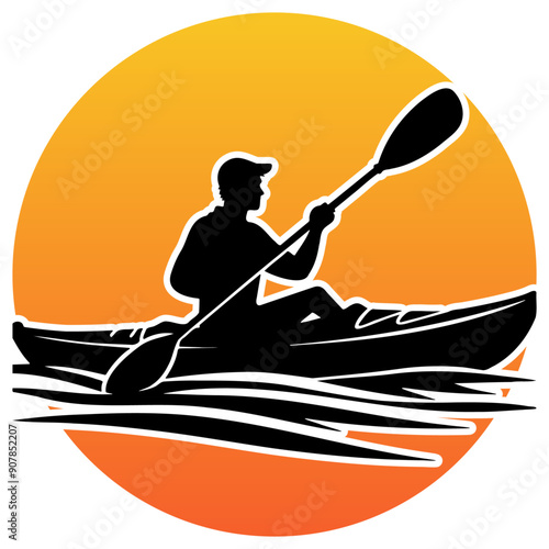 Kayaking Race Silhouette.