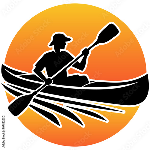 Kayaking Race Silhouette.