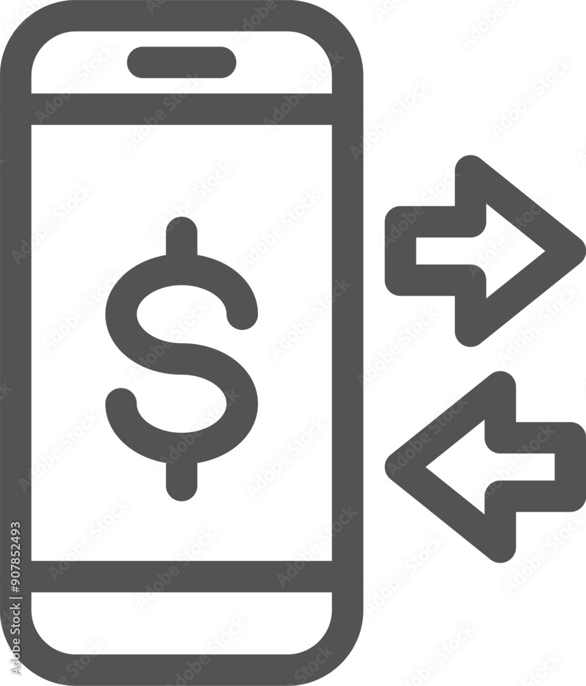 Mobile payment. Smartphone wallet transaction line icon