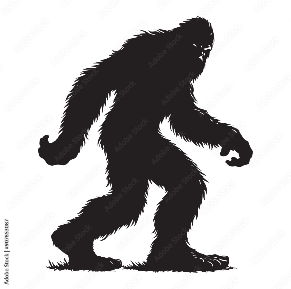 Fototapeta premium Bigfoot silhouette vector art.