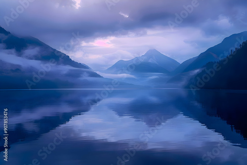 Misty Mountain Reflections - A Serene Landscape Photo