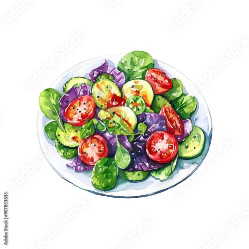 salad vector illustration in watercolor style