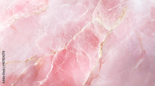 Fototapeta Naklejka Na Ścianę i Meble -  Pink marble texture, soft rose quartz veins, delicate pastel patterns, smooth polished surface, elegant stone background, gentle pink hues, subtle white streaks, luxurious material.