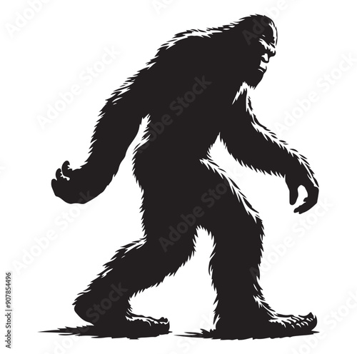 Bigfoot silhouette vector art.