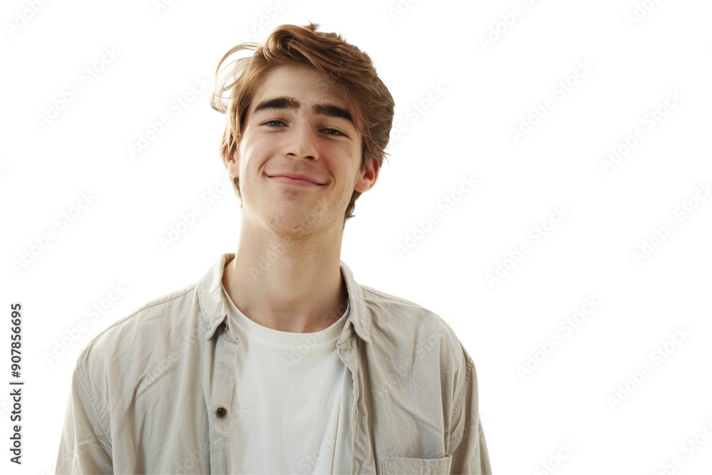 Smiling young man in casuals, standing confidently, isolated on white background Smiling young man in casuals, standing confidently, isolated on white background