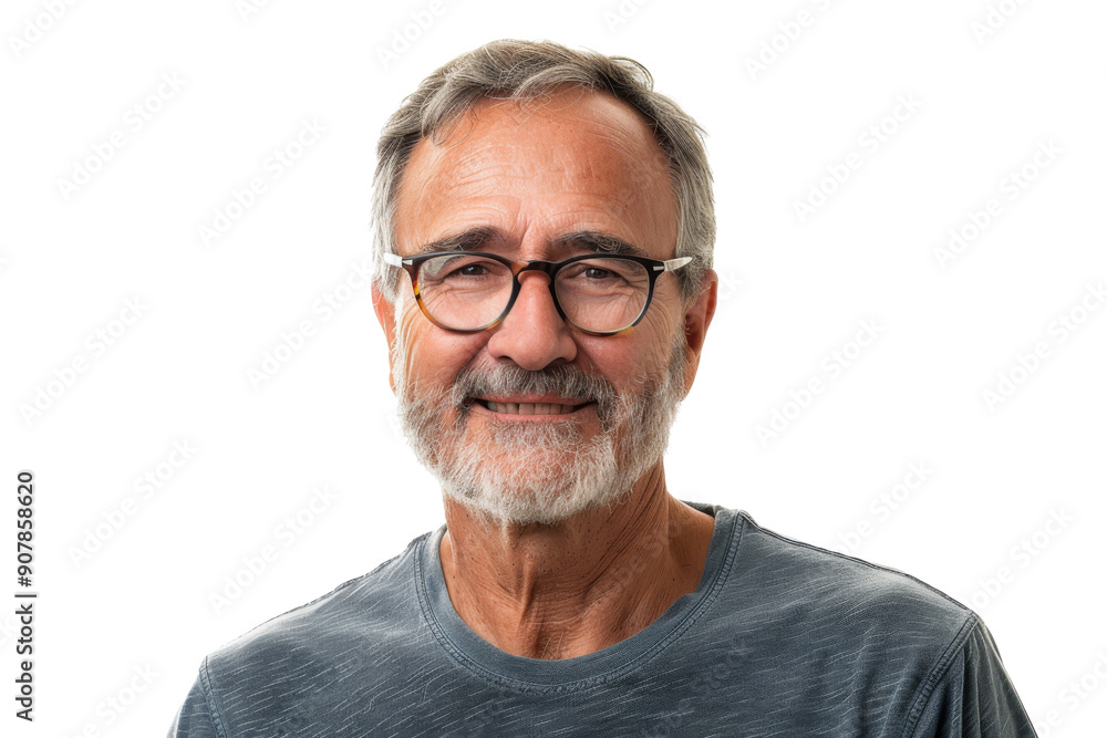 Smiling middle-aged man with glasses, isolated on white background Smiling middle-aged man with glasses, isolated on white background