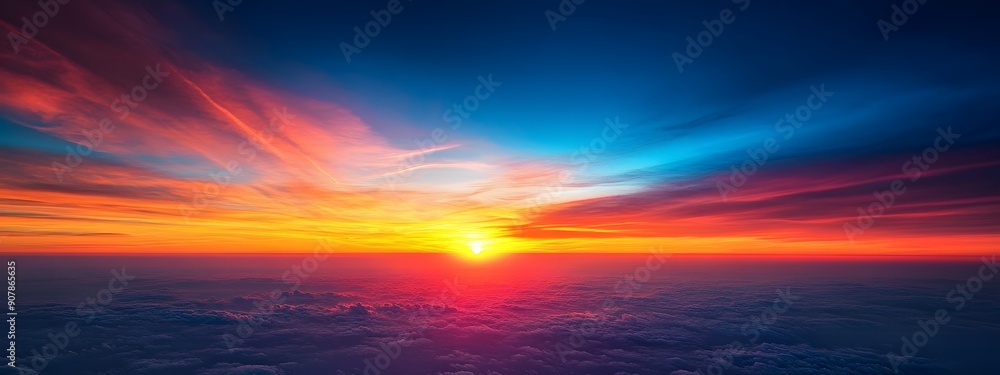 Tranquility in the Sky. Sunset view from an airplane Tranquility in the Sky. Sunset view from an airplane