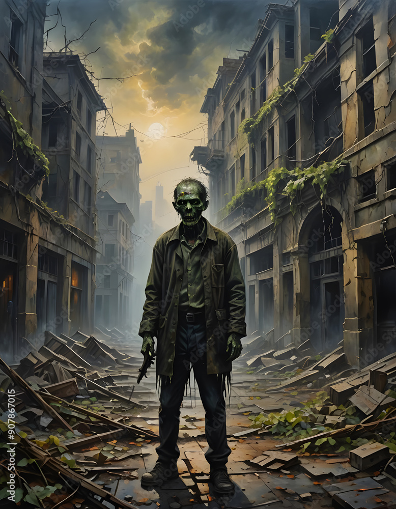 a painting of a zombie with a gun in his hand
a painting of a zombie with a gun in his hand