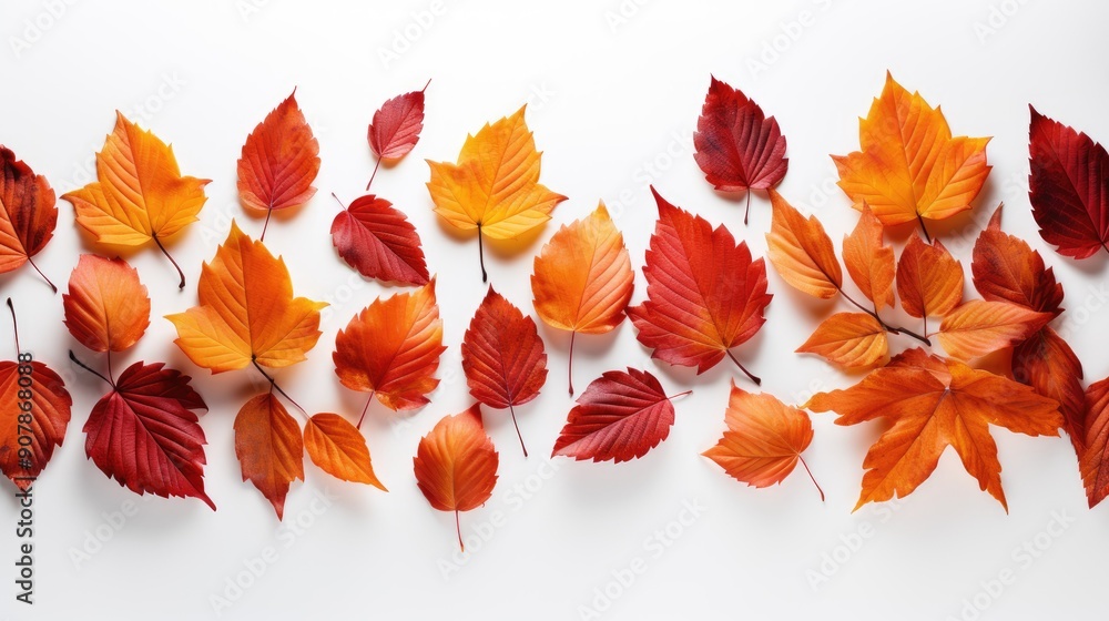 Fototapeta premium Fallen autumn leaves on white background