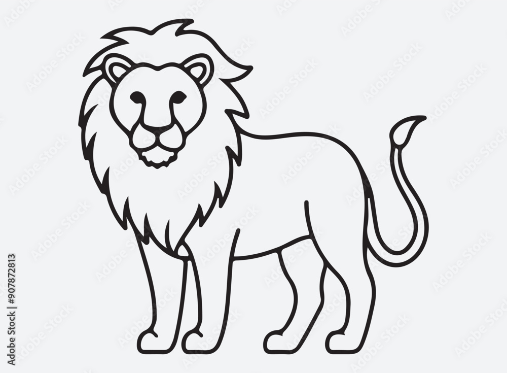 Fototapeta premium lion outline line art design, graphic resource, vector design.