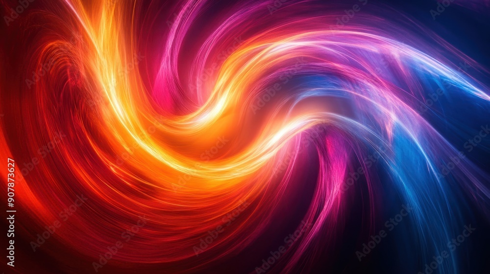 Obraz premium Light trails forming abstract spirals, organic shapes, vibrant and energetic