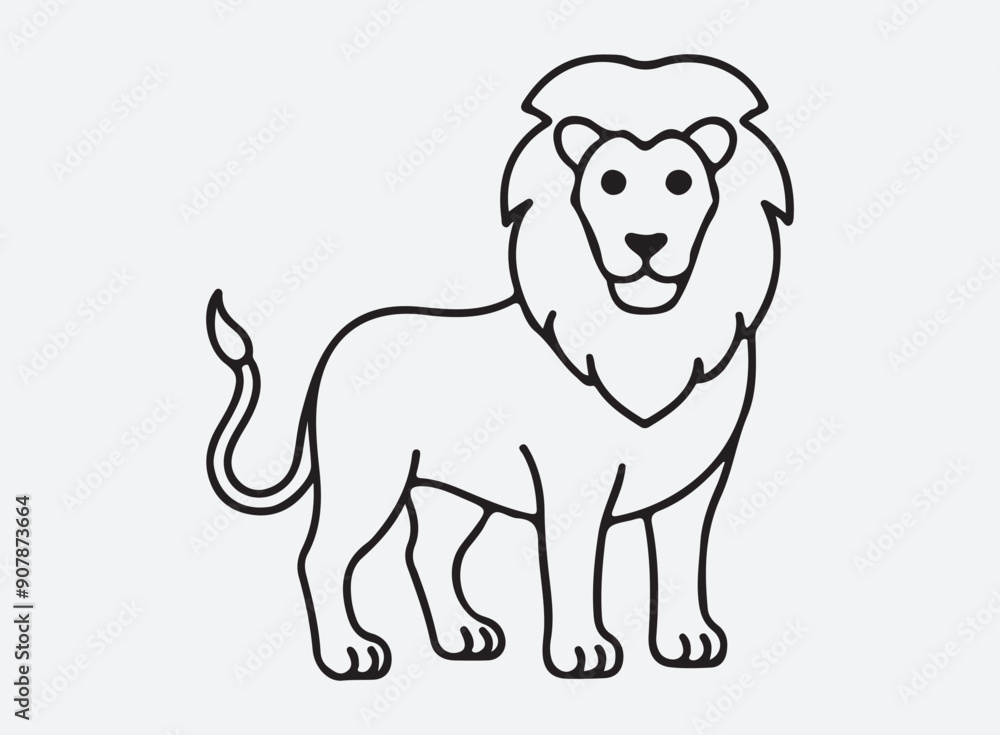 Fototapeta premium lion outline line art design, graphic resource, vector design.