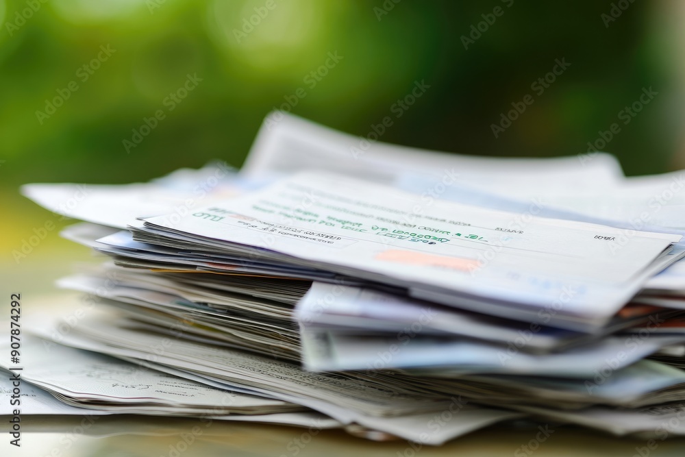 A Stack of Papers with Handwritten Numbers and Letters A Stack of Papers with Handwritten Numbers and Letters