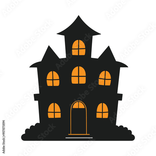 Scary Haunted House Silhouette - Perfect for Halloween Themes photo