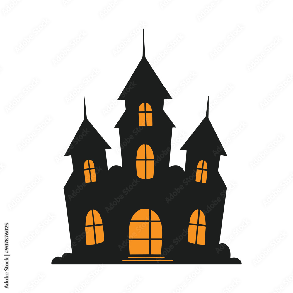 A haunted house silhouette vector for Halloween A haunted house silhouette vector for Halloween