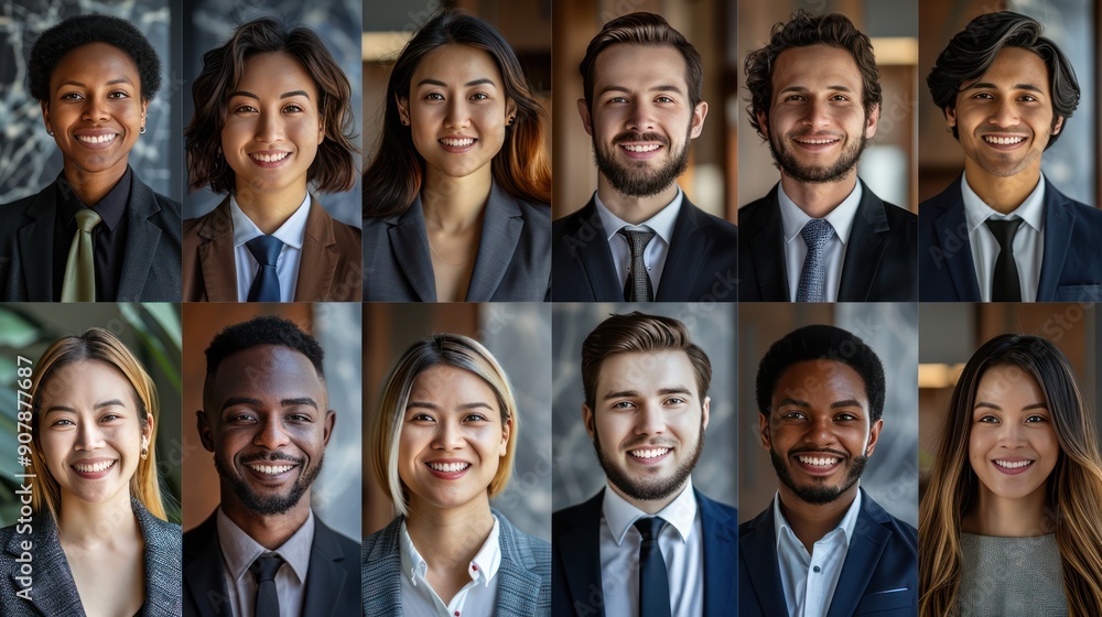 Multicultural Business Team Smiling for the Camera in Formal Attire - Headshot Collage Mosaic Multicultural Business Team Smiling for the Camera in Formal Attire - Headshot Collage Mosaic