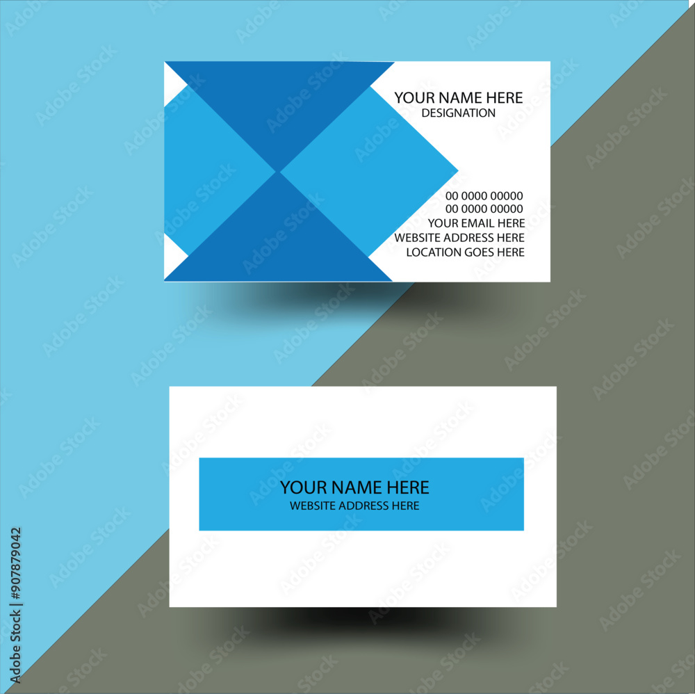 Fototapeta premium Creative Modern Corporate Blue White Simple Standard Business card Template 