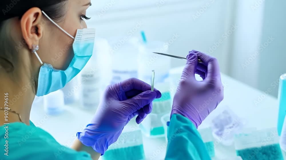 Woman Selecting Tissue Samples for Laboratory Analysis Generative AI Woman Selecting Tissue Samples for Laboratory Analysis Generative AI