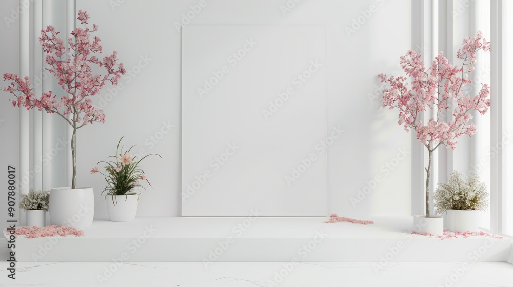 The elegance in Simplicity Minimalist Studio has a Dominant Pink Flower Background The elegance in Simplicity Minimalist Studio has a Dominant Pink Flower Background