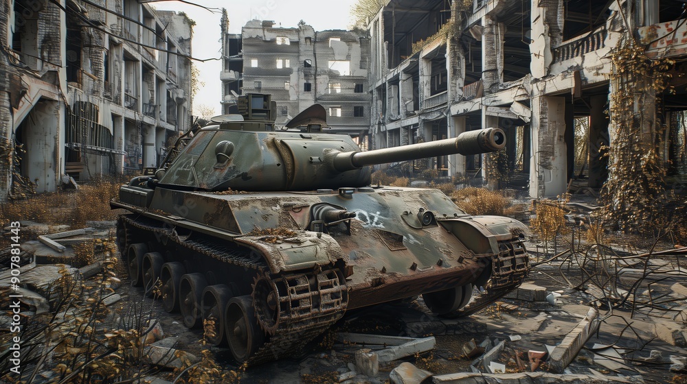 Military Tank in Abandoned Warzone Military Tank in Abandoned Warzone