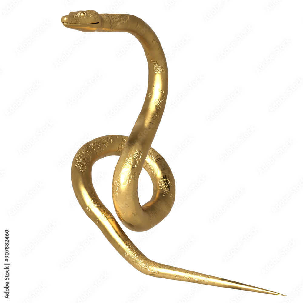 Obraz premium 3d rendered illustration of a golden snake isolated on transparent background