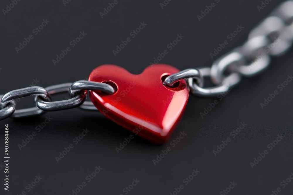 A shiny red heart pendant attached to a silver chain set against a black background, symbolizing love, connection, and modern style.
A shiny red heart pendant attached to a silver chain set against a black background, symbolizing love, connection, and modern style.