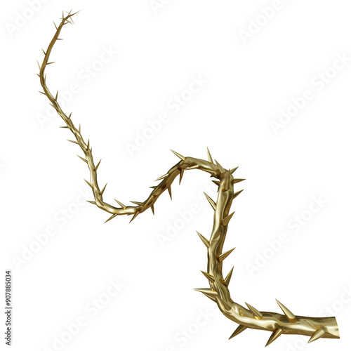 3D rendered illustration of golden branches/flora isolated on transparent background