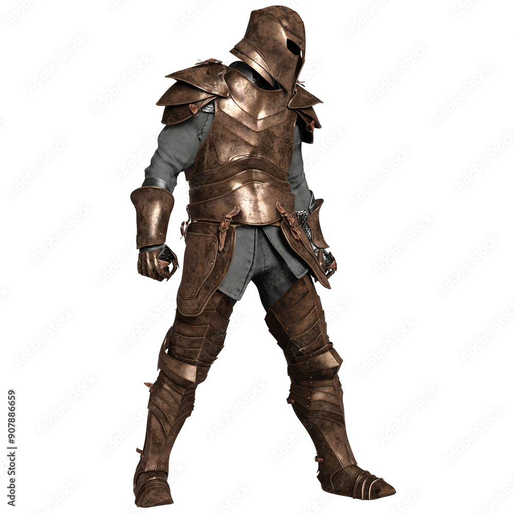 Fototapeta premium 3D rendered illustration of a male armor with its helmet in a pose, isolated on transparent background