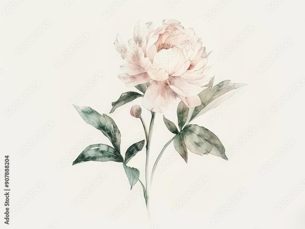 Obraz premium Medium shot of Peony watercolor. 
