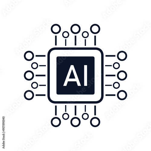 AI (artificial intelligence) icon. processor chip vector icon symbol for graphic design, logo, web site, social media. vector line icons set, editable stroke isolated on white, linear vector outline