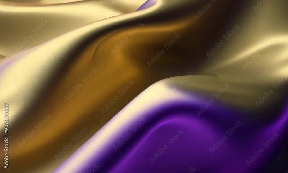 Abstract Draped Silk Fabric in Golden and Purple Hues Abstract Draped Silk Fabric in Golden and Purple Hues