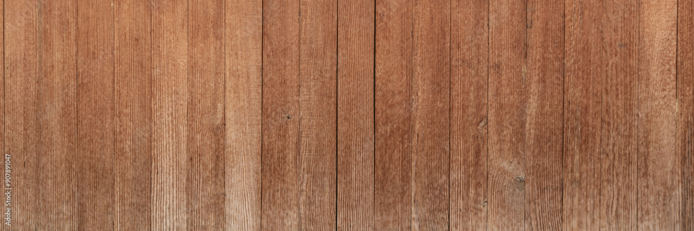 Panoramic background of brown wooden planks