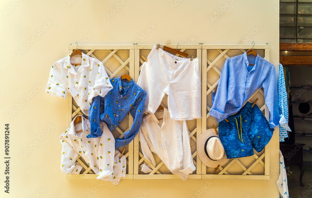 Colorful Casual Summer Clothes On Display On Hangers