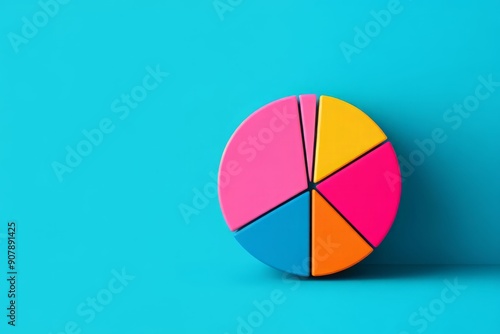 Free Download Colorful pie chart on a vibrant blue background, perfect for illustrating data analysis and presentation concepts. - GFXLoad