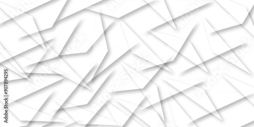 Abstract background with liens and triangles shape on white background. White and grey geometric overlapping rectangle pattern Geometric background soft shadows as patten ..White polygon textured .