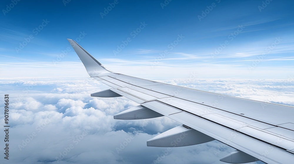 close-up of airplane wing with clouds, sky background, ample copy space, more clarity with clear light and sharp focus, high detailed close-up of airplane wing with clouds, sky background, ample copy space, more clarity with clear light and sharp focus, high detailed