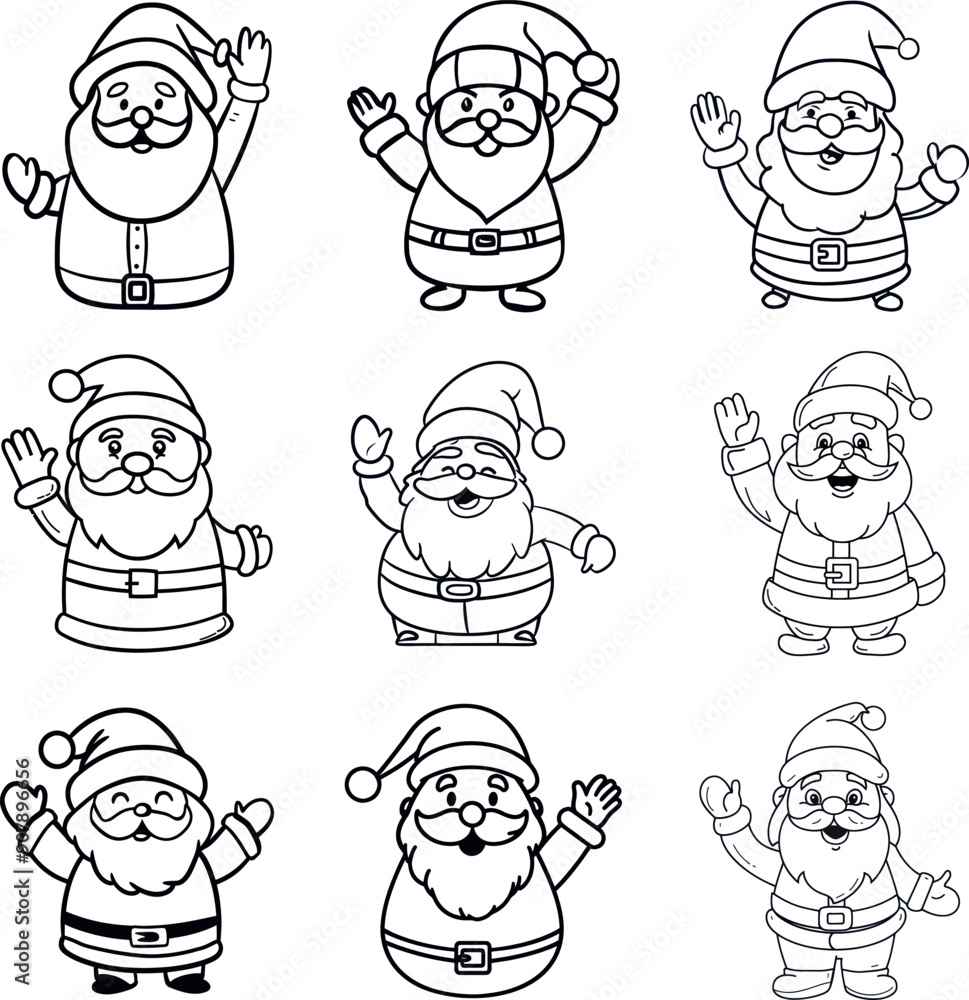 Kawaii Santa Claus Christmas Silhouette Faces for Festive Holiday Art Kawaii Santa Claus Christmas Silhouette Faces for Festive Holiday Art