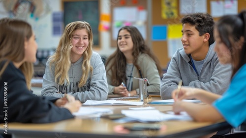 High School Students Studying in Class.