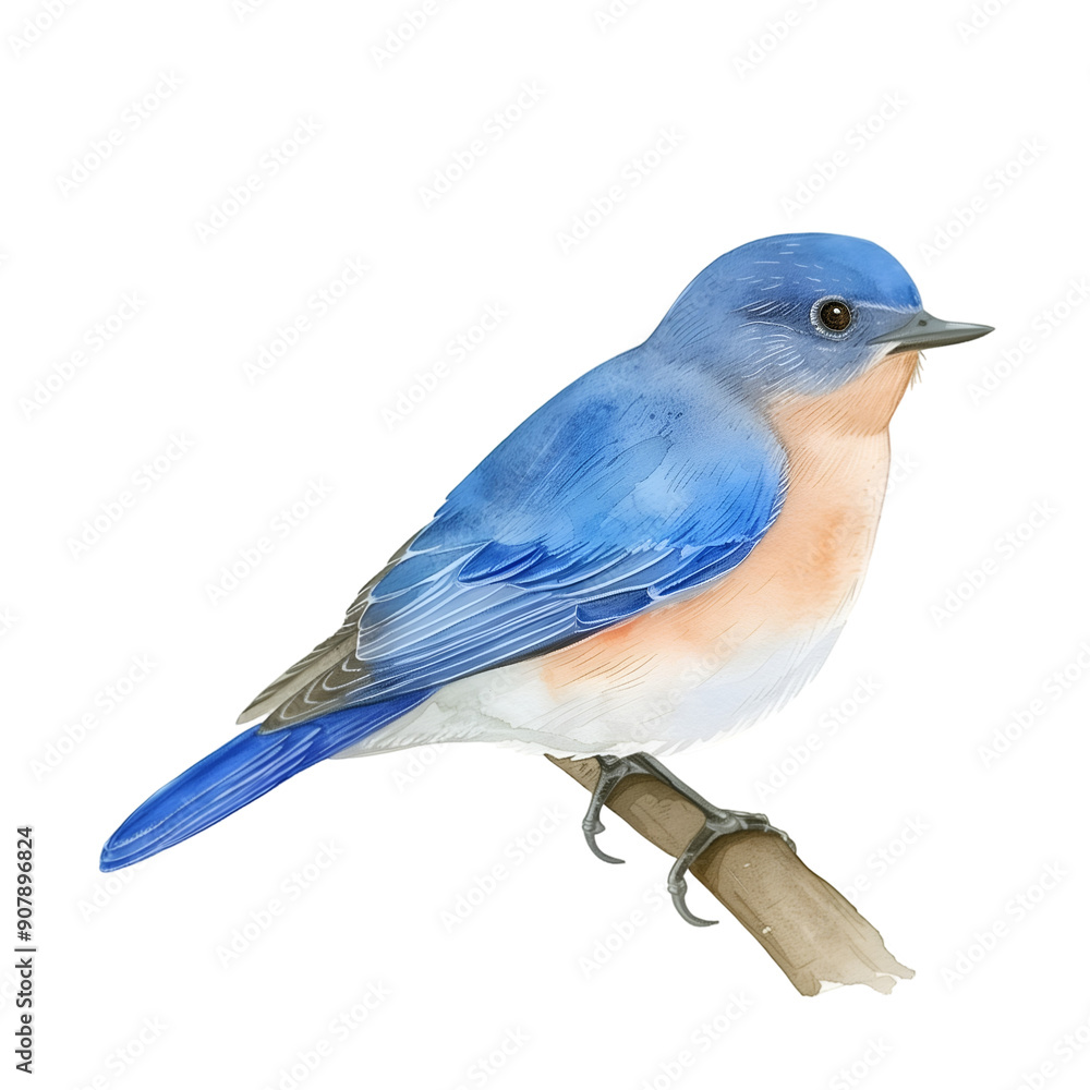 Obraz premium Realistic Watercolor Illustration of a Bird Perched Gracefully
