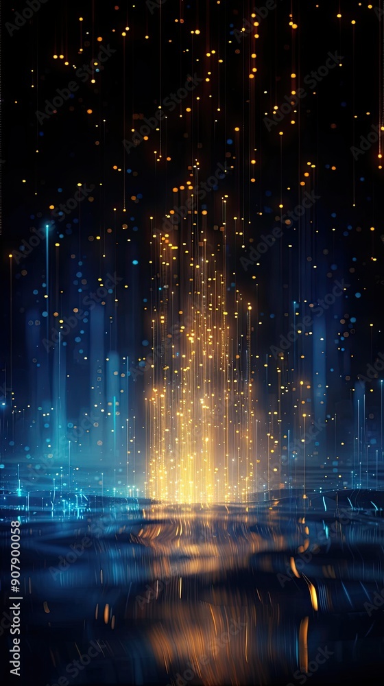 Fototapeta premium Dynamic Data Visualization Displaying Light Points Against a Dark Background in a Futuristic Setting