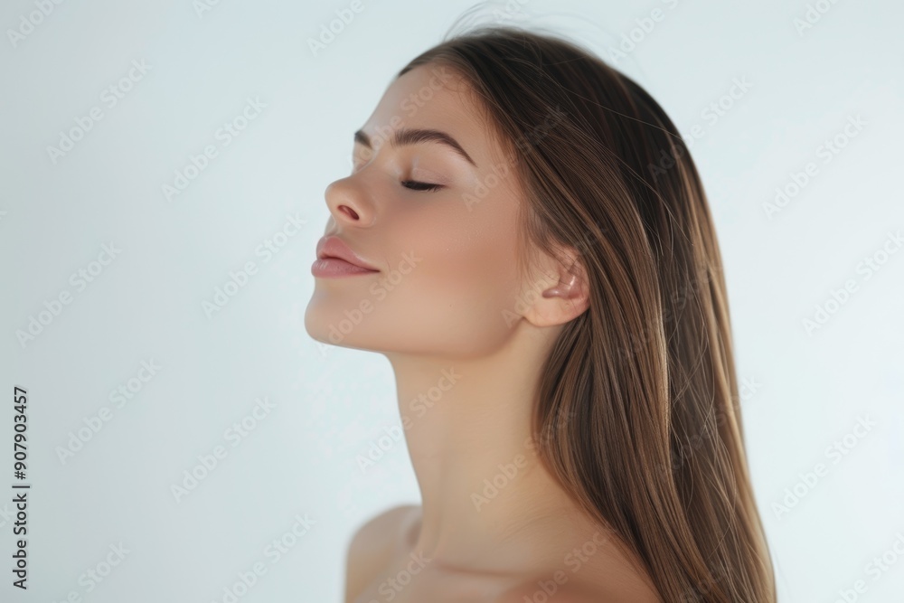A healthy, wellness, and natural luxury studio for beauty, hair, and women. Model from Mexico with shining hair style from botox, brazilian, or keratin on white background. A healthy, wellness, and natural luxury studio for beauty, hair, and women. Model from Mexico with shining hair style from botox, brazilian, or keratin on white background.